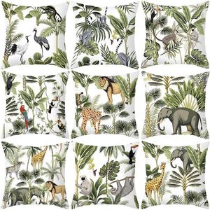 Cushion/Decorative Pillow Rainforest Plant Print Cushion Cover Jungle Animal Sofa Pillowcase Summer Home Decor PillowcaseCushion/Decorative