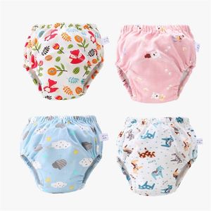 Baby Infant Toddler Waterproof Training Pants Cotton Changing Nappy Cloth Diaper Panties Reusable Washable 6 Layers Crotch 220720