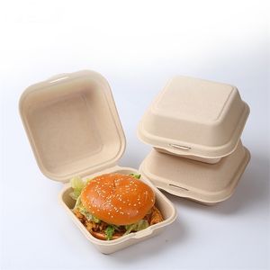 20/30/50pcs jednorazowe ekologiczne ekologiczne bento pudełko posiłek do przechowywania posiłek przygotowujący do sałatki lunch sałatka hamburger opakowanie piszę 220427