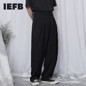IEFB męskie noszenie swobodne spodnie długie Dady Autumn Design High talia luźna szeroka noga na męską streetwear 9Y2534 201109