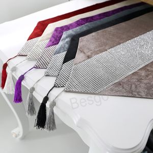 Flanette Diamond Table Runner com toalhas de tassel Decoração de mesa de primeira classe Decoração de xmas para casa de mesa Placemat BH7140 TYJ