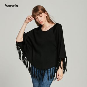 Marwin Gelen Casual Oneck Sakil Sweaters Batwing Kollu Tassel Katı Sweaters Sonbahar Kış Yün Kazak 220817