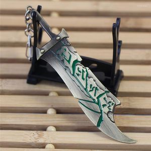 Keychains 12cm League Of Legendes The Exile Riven Pendant Keychain For Men Women Vintage Green Enamel Key Ring Fans Collectiable Jewelry Mir