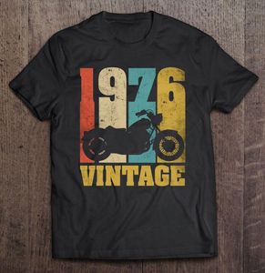 メンズTシャツ45歳の誕生日バイカー45年モトサイクルヴィンテージ1976 ver2 Tシャツ漫画トップトップ女性韓国スタイルTシャツ人