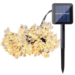 Strängar Sakura LED Solenergin String Light Outdoor Waterproof för Garden Yard Landscape Lamp Party Decoration 8 Modesled