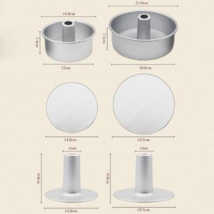 Baking Moulds 6inch 8inch Aluminum Alloy Round Chiffon Cake Pan Removable Bottom Hollow Chimney Mold DIY ToolsBaking