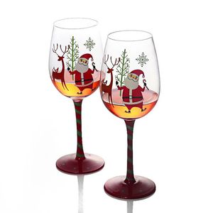 Kieliszki do wina świąteczne MALATED MALATOWANE ŚWIĄTEK CLAUS GLOT GLOT GLAS CRYSTAL CREATYCZNY Prezenty domowe przyjęcie pitne