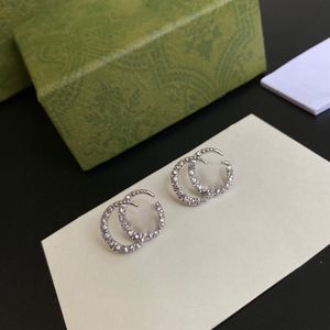 luxury Designer women Stud female jewelry double g earrings Silver color314B