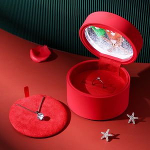 Gift Wrap Christmas Theme Jewelry Simulation Snow Flash Powder Quicksand Flower LED Light Packaging Box Without Battery Pift