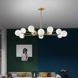 Lâmpadas pendentes da sala de estar pós -moderna lustre nórdico impressão 3D Lua Shape Bedroom Estudo