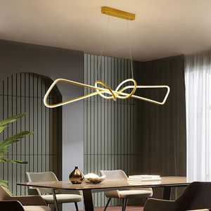 Подвесные лампы Черное золото современное светодиодная люстра для гостиной кухни висят крытый осветительный алюминиевый приспособленность.