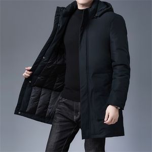 Marka swobodna moda długa pikowana płaszcz zima parki z kapturem wiatrówki wysokiej jakości kurtka męska odzież 201127