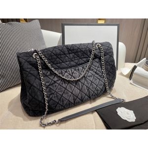 Women Lady Luxury Designer Chain Denim Canvas Shopping Bag Handle Flap Casual Tote Postman Shoulder Crossbody Messenger 220331