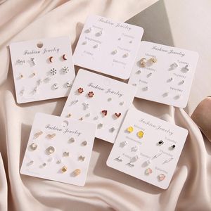 Stud Women Heart Star Mini örhängen Set Fashion Girl Small Jewelry Square Leaf Pearl Earring Set Lady Jewelstud