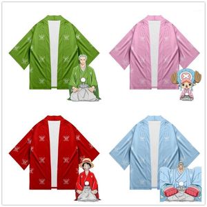 Etnisk kläd Anime One Piece Japanese Kimono 3D Print Luffy Cardigan Cosplay Shirt Summer Kawaii Samurai Costume