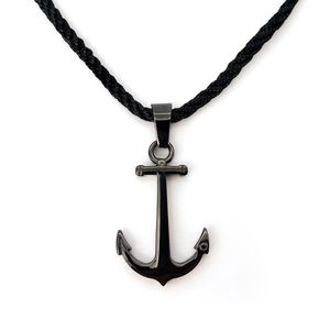 Pendant Necklaces Anchor Necklace Wish For Men Black Nylon Rope Adjustable Chain Nautical Style Personalize Jewelry Findings Stainless Steel