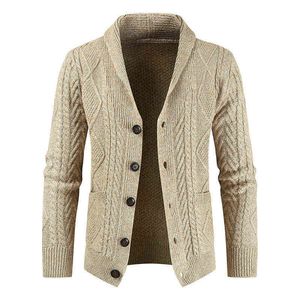 New Winter Warm Men Brand Casual Slim Fit Male Sweaters Cardigan Horns Sweater Gross Fashion Button Top Coat DropShipp L220704