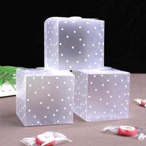 Gift Wrap Frosted Translucent Polka Dots PVC Candy Box Wedding Favors Christmas Party Cube Boxes Sweets Cake BoxGift