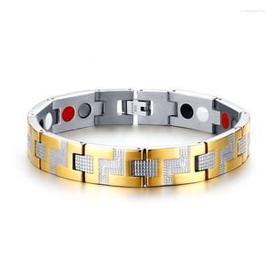 Endless Steel Gold Men's Bracelet Korean Character Wave Hand Adorned Magnet S195 Link Chain