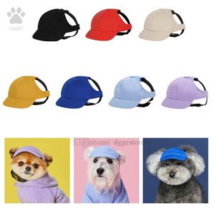 Designer Dog Hat Pets Baseball Cap for Small Medium Dogs Dog Apparel Embroidered Letter Pattern Pet Sun Hats with Ear Holes Adjustable Magnet Buckle Design A334
