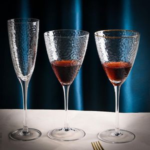 Bicchieri di vino in vetro cristallo lato dorato creativo nordico per champagne trasparente personalizzato a margine di calice barino