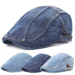 Moda primavera jeans berretto cappello per uomo donna casual unisex denim berretto berretto strillone cappello sole cabbie berretto piatto Gorras regolabile J220722