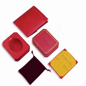 Classic Red Designer Jewelry Box Set High Quality Cardboard Rings Necklace Bracelet Box Certificate Included Flannel and Tote Bag