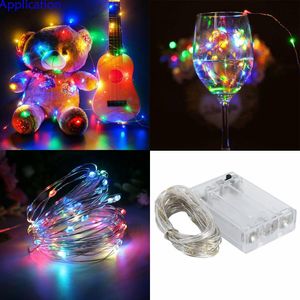 Strings 1m 10leds LED String 2m 20leds Fairy Lights Silver Wire Christmas Garlands Valentines Wedding Indoor Holiday Party DecorationLED