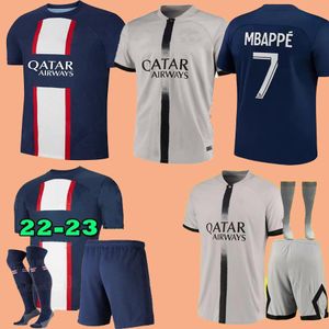 Mbappe Hakimi Oyuncu #30 Futbol Jersey Sergio Ramos 22 23 Maillots De Futbol 2022 2023 Marquinhos Verratti PSGS Erkekler Çocuk Kiti Gömlek Üniformaları Maillot Ayak Üçüncü 3.