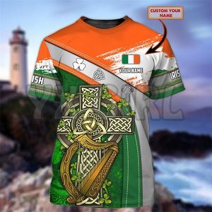 Летняя мода мужская футболка персонализированная ирландская Ирландия Cross 3d по всему печати T