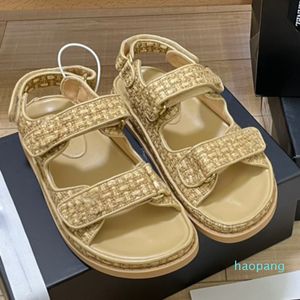 2023SSfashion Ladies Sandals Designer Klasyczna marka Premium Fabric Rhombus Beach Buty Mens Niepoślizgowe kapcie czarne czarne