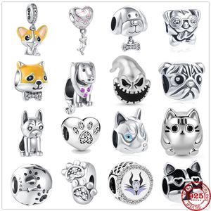 Ciondolo in argento sterling 925 simpatico cane amico zampa di cane perline perline Pandora charms braccialetto accessori gioielli fai da te