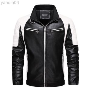 Kurtka skórzana mężczyźni zimowi polarowe PU Casual Bomber Motorcycle Rozmiar L220801