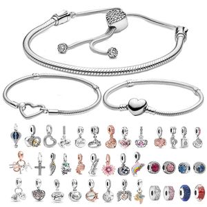 Damen-Designer-Charm-Armbänder für Pandora für Damen, DIY-Schmuckherstellung, S925-Silber, Anhänger, Perlen, Basic-Schlangenkettenarmband mit Originalverpackung