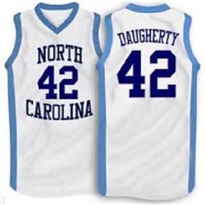 XFLSP Brad Daugherty # 42 North Carolina Tar Heels College Retro Basketball Jersey Mäns Stitched Anpassning Alla Nummer Namn Jerseys