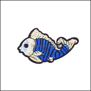 Sewing Notions Tools Apparel 10Pcs Diy Blue Fish Embroidery Appliquees For Kid Clothing Iron Transfer Applique Garment Fabrics Badges Acce