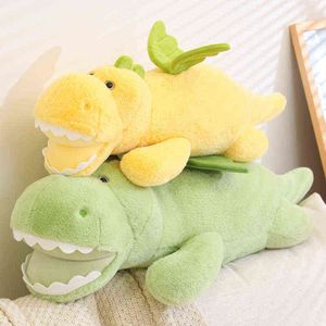 7090110CM Kawaii Lying Dinosaur Plush Toys Cute Dinosaur With Wings Stuffed Soft Sofa Back Cushion for ldren Boys Gifts J220729
