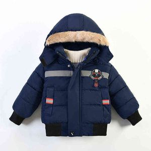 Winter Boys Coat Versatile Korean Version Plus Fleeces Warm Detachable Fur Collar Coat High Quality Children's Clothing J220718