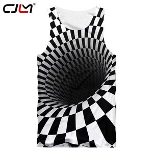 Harajuku Mens Casual Canotta Wormhole Stampa Nero Bianco Griglia 3D Canotte Canotta Mans Fit Slim Senza maniche Tee Shirts 5XL 220623