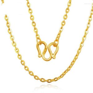 Collana a maglie a catena O in oro giallo puro / Collana Lucky 999 24K Catene da 4-5 g Morr22