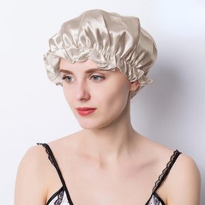 Beanie/Skull Caps Large 100 Silk Sleeping Cap For Women Hair Bonnets Head Cover Loss Hats Luxury Night Headwrap AccessoriesBeanie/Skull