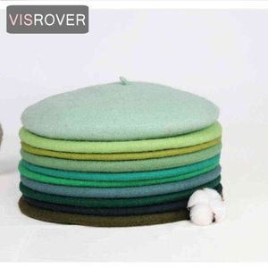 Visrover 2020 21 Colorways Moda de lã feminina cor de cor sólida boina Mulher capuz Winter Winter todos combinados com chapéu de caminhada quente J220722