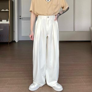 Men's Suits & Blazers Korean Loose Trousers Summer All-match Straight Tube Vertical Wide-leg Cut White Black Grey Pants For Men ClothingMen'