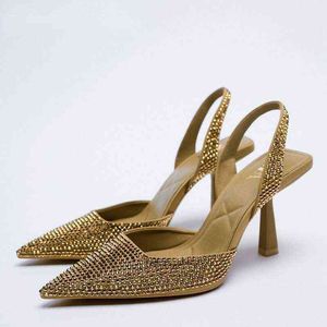 Dress Shoes Golden Sandals Slippers Soft Mules for Women 2022 Be Toe Platform Comfort New Heels Slingbacks Banquet 220714