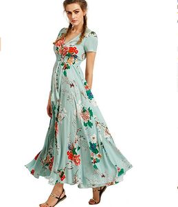 West Dresses оптовых-West Mia Retro Ethnic Pattern Style Style V образное выстрел свободное длинное платье длинная юбка