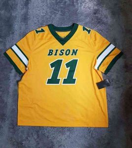 Custom Men's Bison Carson Wentz Football Jersey #11 mężczyzn Młodzież Młodzież Dodaj dowolny numer nazwy xs5xl