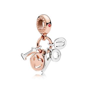 Authentic Sterling Silver LOVE letters Pendant Charms Original box for Pandora Rose Gold Charms Beads for jewelry making acces239i