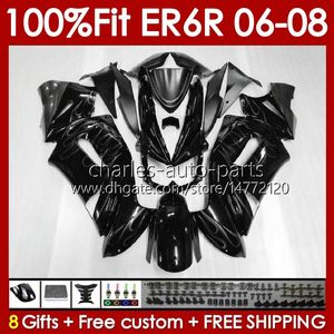 OEM FAIRINGS KIT FÖR KAWASAKI NINJA ER6 650 R ER 6 F 650R ER6F 06 07 08 BODY 139NO.66 650-R ER 6F ER-6F 2006 2007 2008 650R-ER6F 06-08 injektion Mögelkroppsgrå flammor