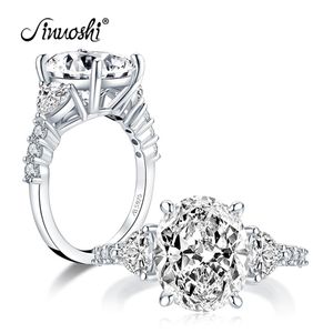Wholesale 5 carat ring resale online - AINUOSHI Sterling Silver Carat Oval Cut Engagement Ring Stone Ring Simulated Diamond Wedding Silver Ring Jewelry Y200106236T