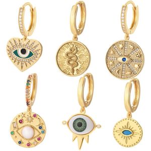 Dangle Chandelier Goth Evil Blue Eye Hoop Pendientes para mujeres Turcas Griegas Piercing Real Pendiendo Cz Fashiony Jewelry Fashion 2022